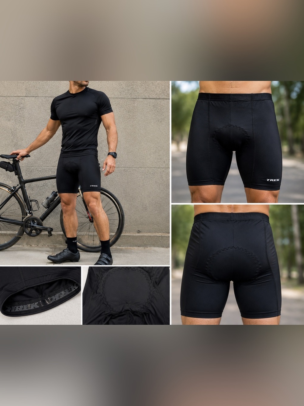 Trek Men’s Cycling Liner Shorts Padded Chamois Black Compression Bike Size L